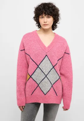 Gemusterter Strickpullover mit Alpaka