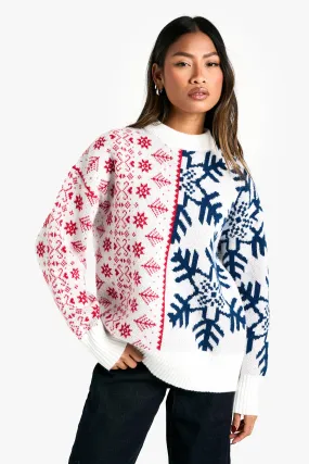 Premium Oversize Kontrast-Strickpullover