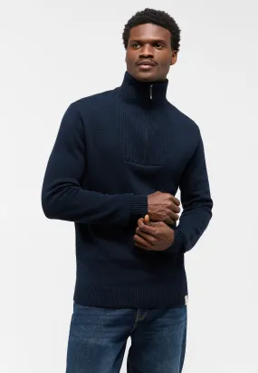 Strickpullover mit Troyer-Kragen